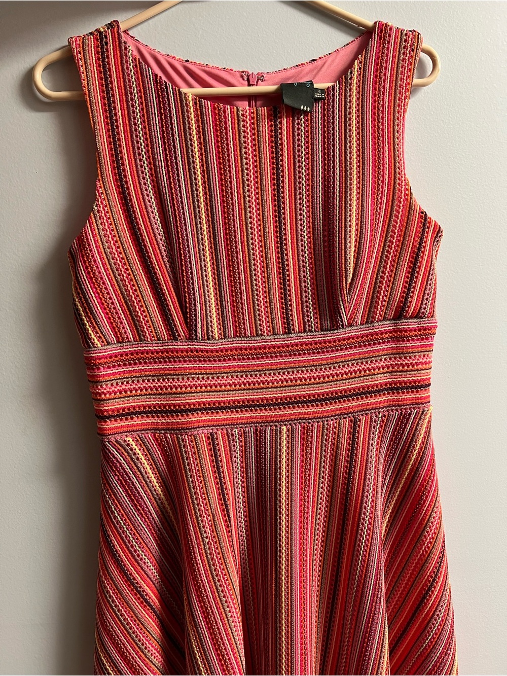 Striped Embroidered Fit & Flare Dress
